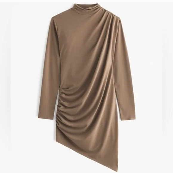 Abercrombie & Fitch Vol 28 Rouched Mini Dress | Taupe | Size M - Picture 3 of 11